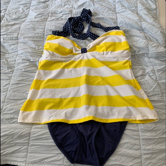 Tommy Hilfiger Other - Tommy Hilfiger bathing suit navy yellow size 14